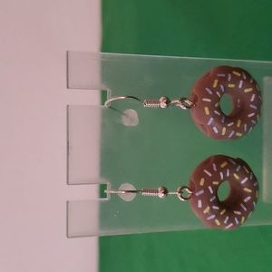 Girls / Womens Brown Pierced Donut Earrings